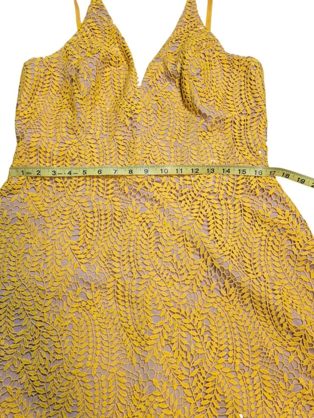 Dress The Population Yellow Crochet Lace Dress XXL EUC - Picture 4 of 10
